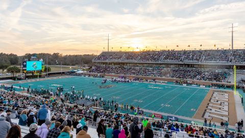 CONWAY, SOUTH CAROLINA - NOVEMBER 25: (EDITORS NOTE: This image was created using HDR in post-processing software) General view as the James Madison Dukes take on the Coastal Carolina Chanticleers at Brooks Stadium on November 25, 2023 in Conway, South Carolina. (Photo by Isaiah Vazquez/Getty Images)