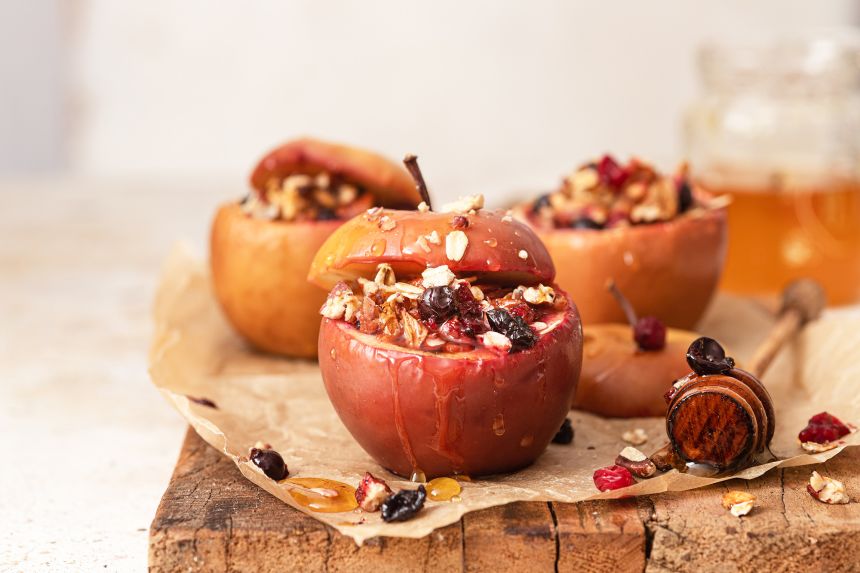Instead of a parade of pies, try baked apples for dessert, Buettner suggests.