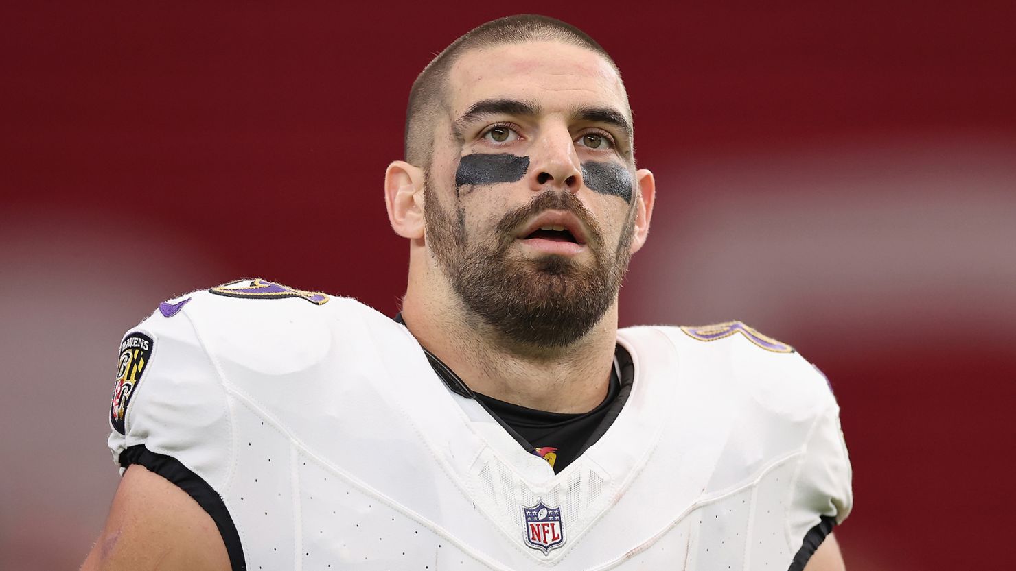 Mark Andrews looks on during the Baltimore Ravens' game against the Arizona Cardinals on October 29, 2023.