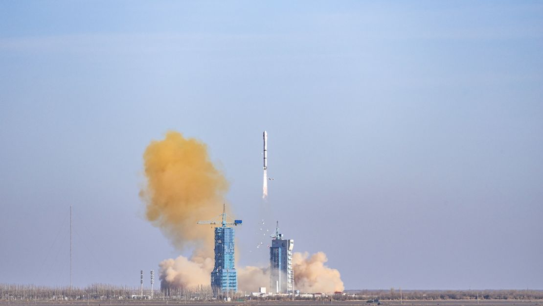 A Long March 2C carrier rocket carrying three satellites, including Egypt's remote-sensing satellite MISRSAT-2, blasts off from the Jiuquan Satellite Launch Center in the Inner Mongolia Autonomous Region of China on December 4, 2023. The MISRSAT-2 was jointly-developed by China and Egypt.