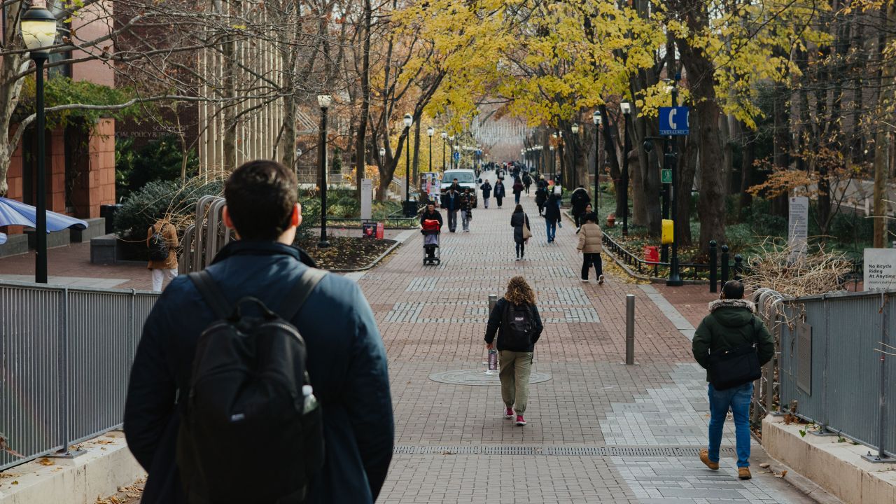 Students on the University of Pennsylvania campus in Philadelphia on December 8, 2023.