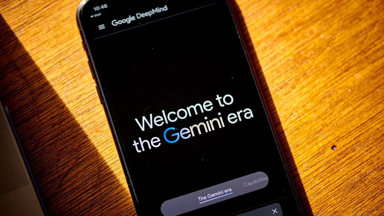 The Google DeepMind website on a smartphone arranged in New York, US, on Saturday, Dec. 9, 2023. Alphabet's Google said Gemini is its largest, most capable and flexible AI model to date, replacing PaLM 2, released in May.