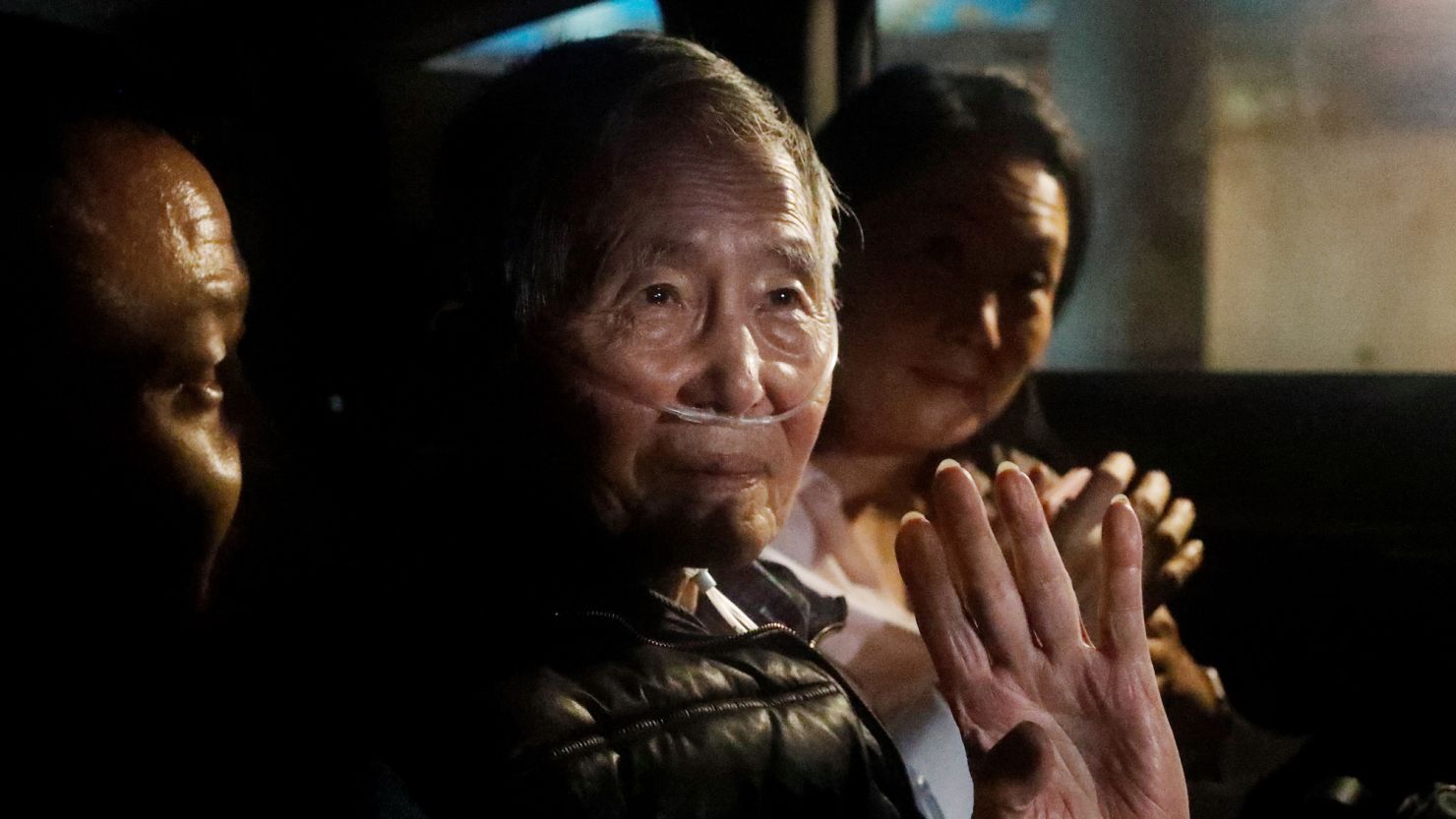 Former president of Peru Alberto Fujimori leaves the Barbadillo prison after being released on December 6, 2023 in Lima, Peru.