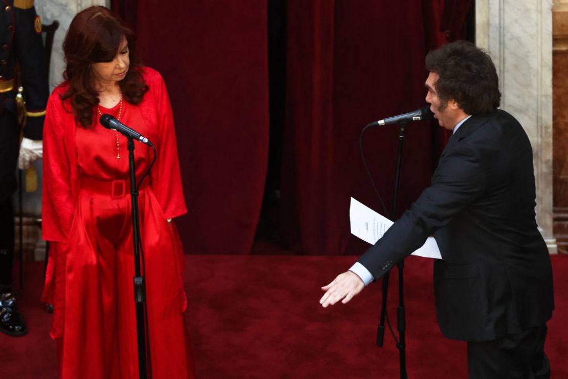 Cristina Fernández de Kirchner durante la asunción de Javier Milei, el 10 de diciembre de 2023.