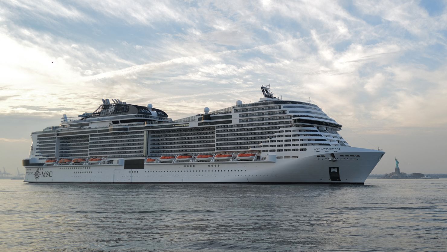 MSC Meraviglia leaves the port of New York on a previous sailing on December 9, 2023.