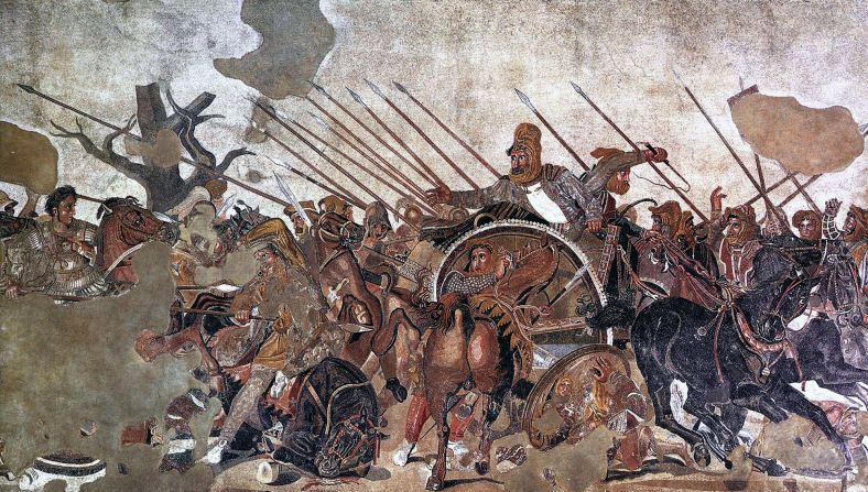 <strong>Art attack:</strong> This famous mosaic from Pompeii shows the moment when Alexander beat Darius III at the Battle of Issus.