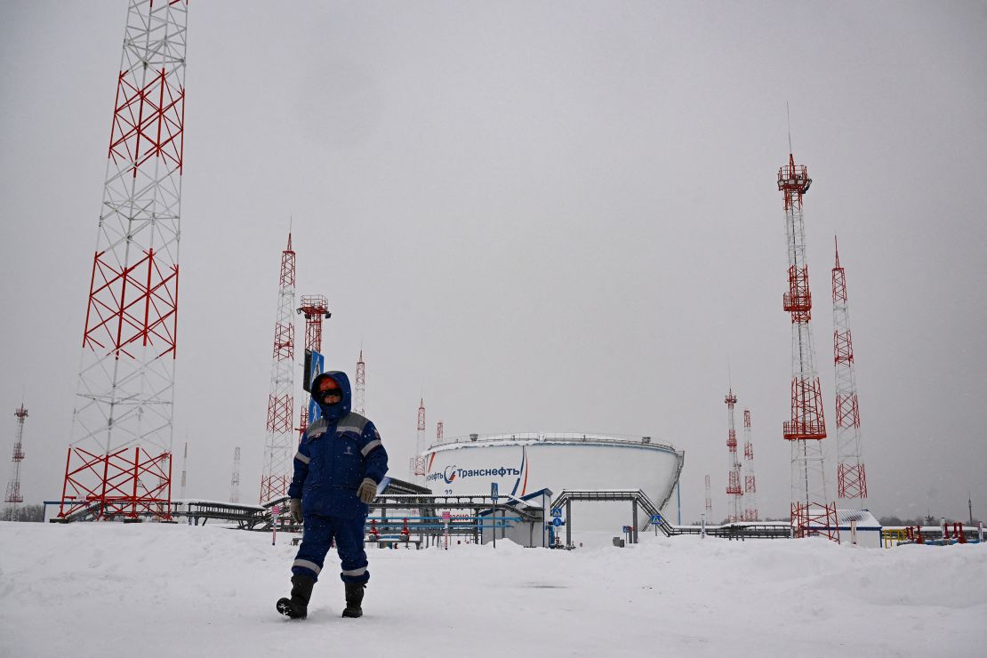 A fuel tank farm of Russia's oil pipeline giant Transneft on December 13, 2023.