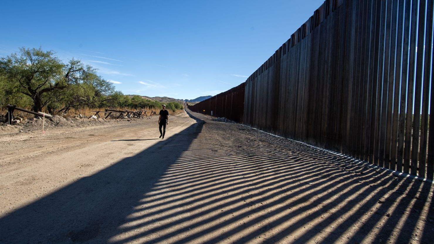 The US-Mexico border wall in Sasabe, Arizona, seen on December 8, 2023.