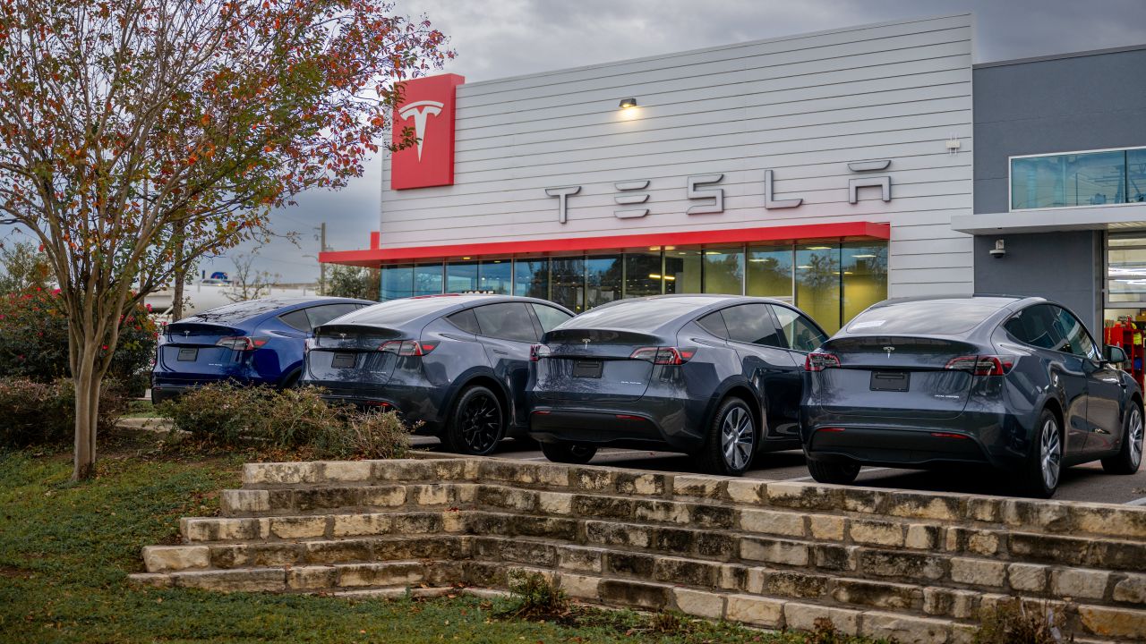 A Tesla dealership is seen on December 13, 2023 in Austin, Texas.