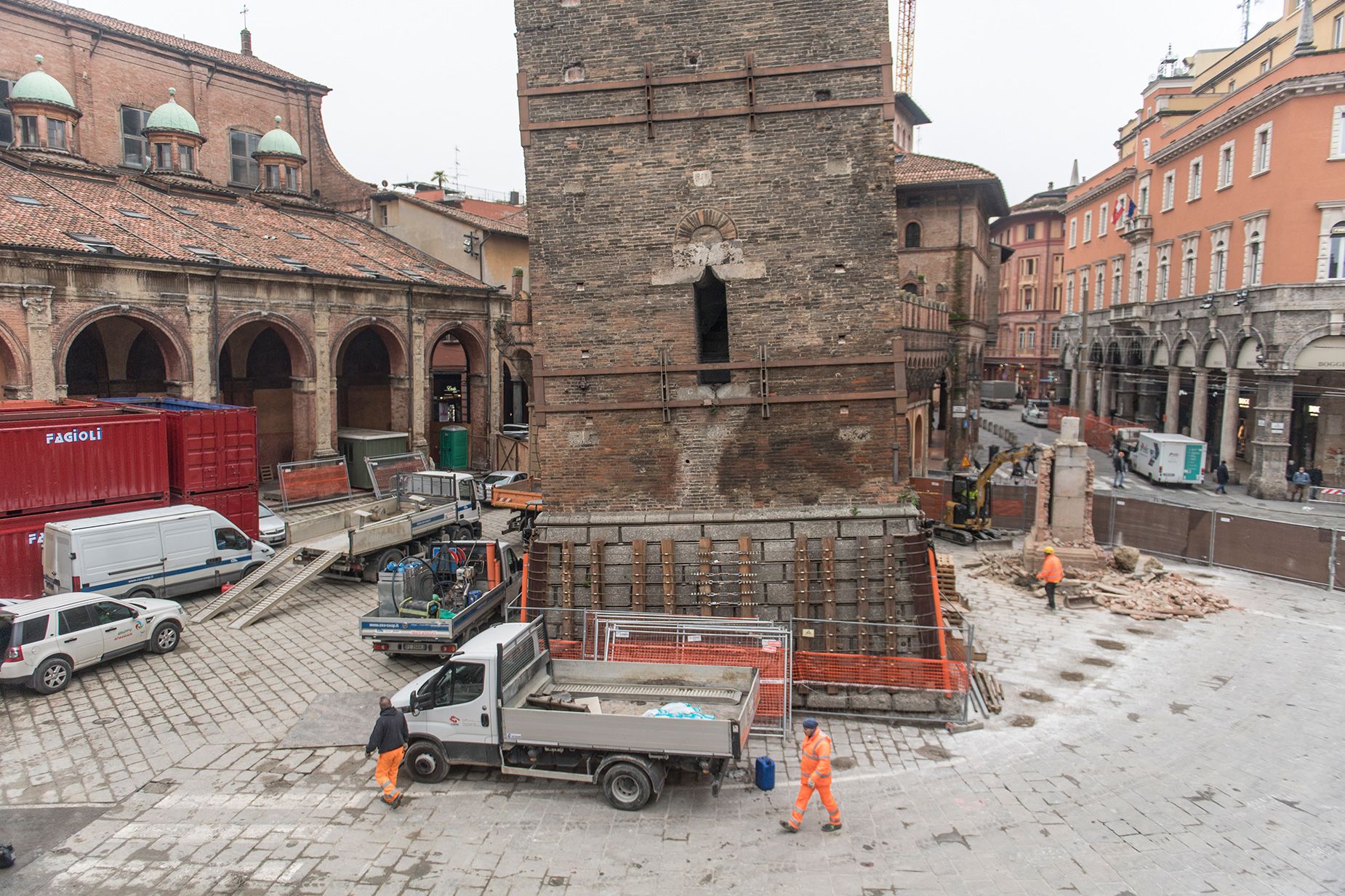 The area around the base of the tower was sealed off to the public after collapse fears were raised.