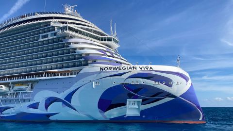 Norwegian Viva is the second Prima-class ship for Norwegian Cruise Line, seen here at Great Stirrup Cay on Thursday, Nov. 30, 2023. (Richard Tribou/Orlando Sentinel/Tribune News Service via Getty Images)