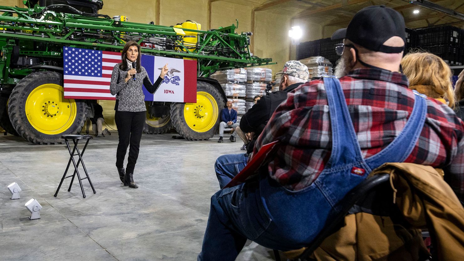 Former South Carolina Gov. Nikki Haley arrives for a town hall event in Agency, Iowa, on December 19, 2023.