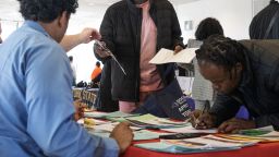 Jobseekers attend the Civil Service Career Fair hosted by the office of State Senator Robert Jackson at the Bronx Community College in the Bronx borough of New York, US, on Tuesday, Dec. 19, 2023.