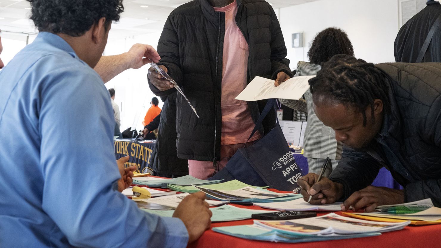 Jobseekers attend the Civil Service Career Fair at the Bronx Community College in New York on Tuesday, Dec. 19, 2023.