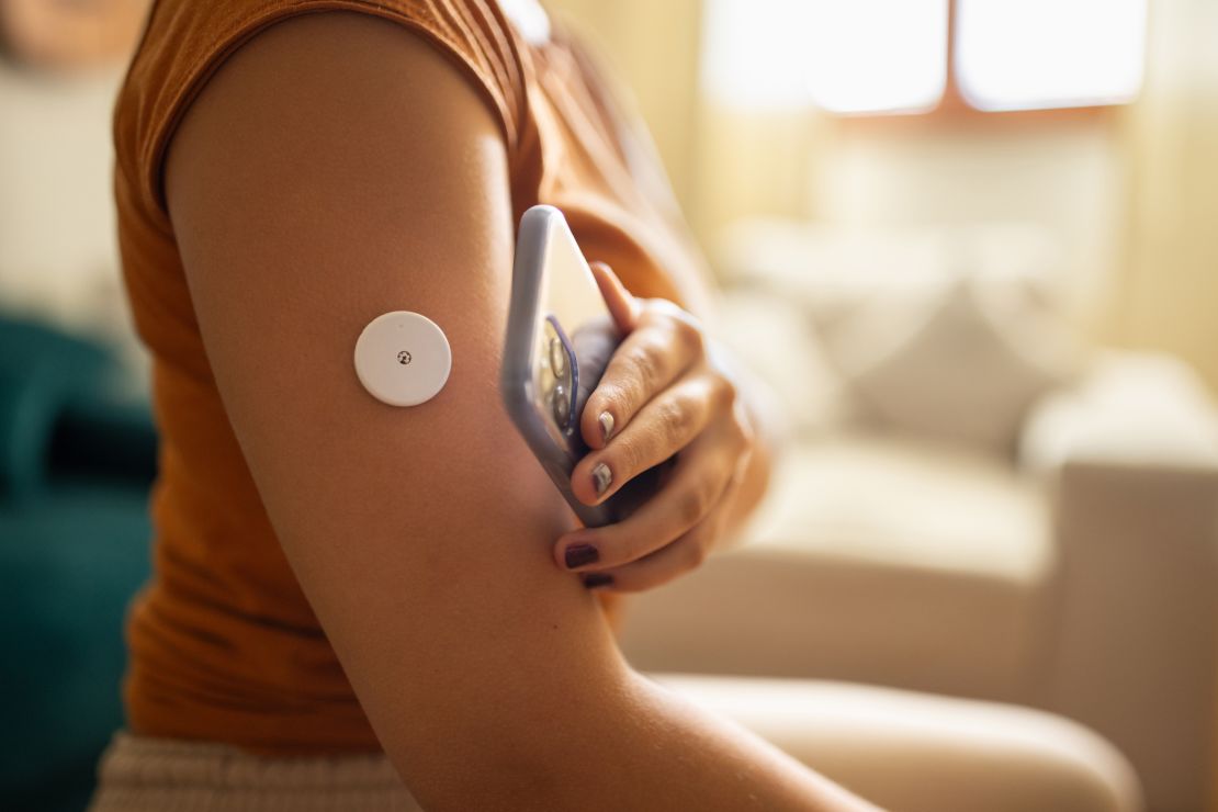 Continuous glucose monitors can provide near real-time information about blood sugar levels using a tiny needle inserted under the skin.