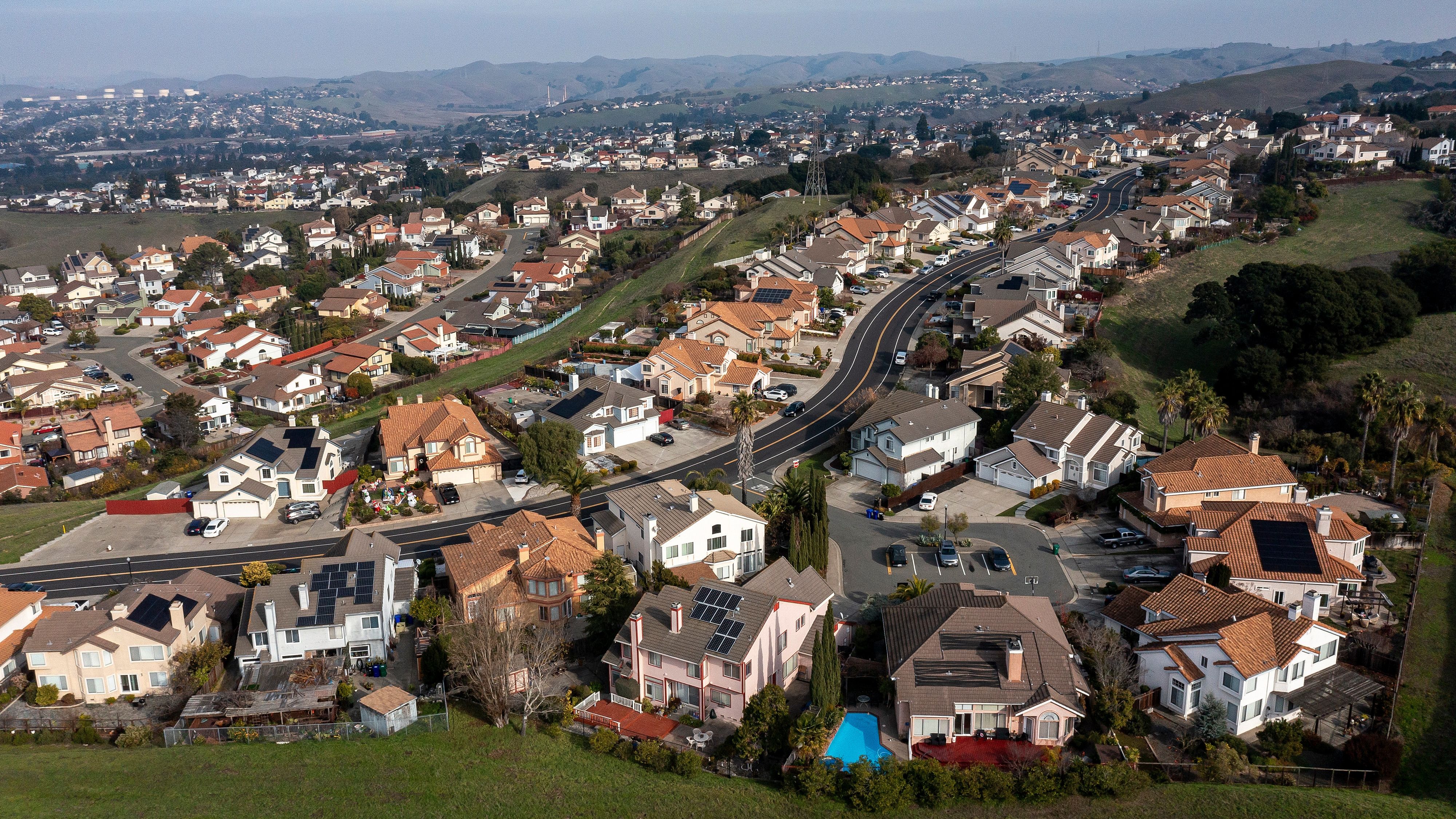 Homes in Pinole, California, on December 26, 2023.