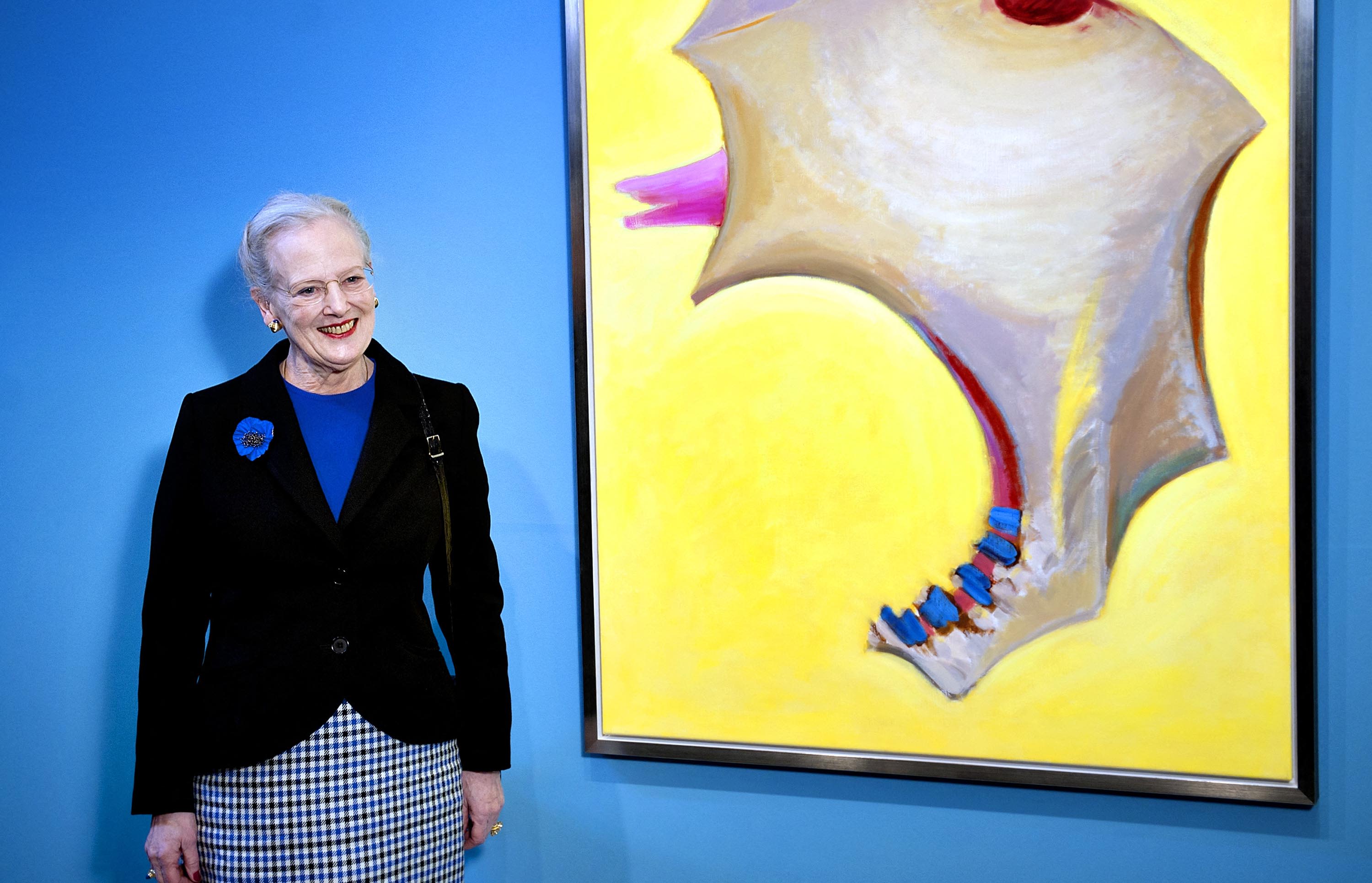 Queen Margrethe at an exhibition of her work in January 2012