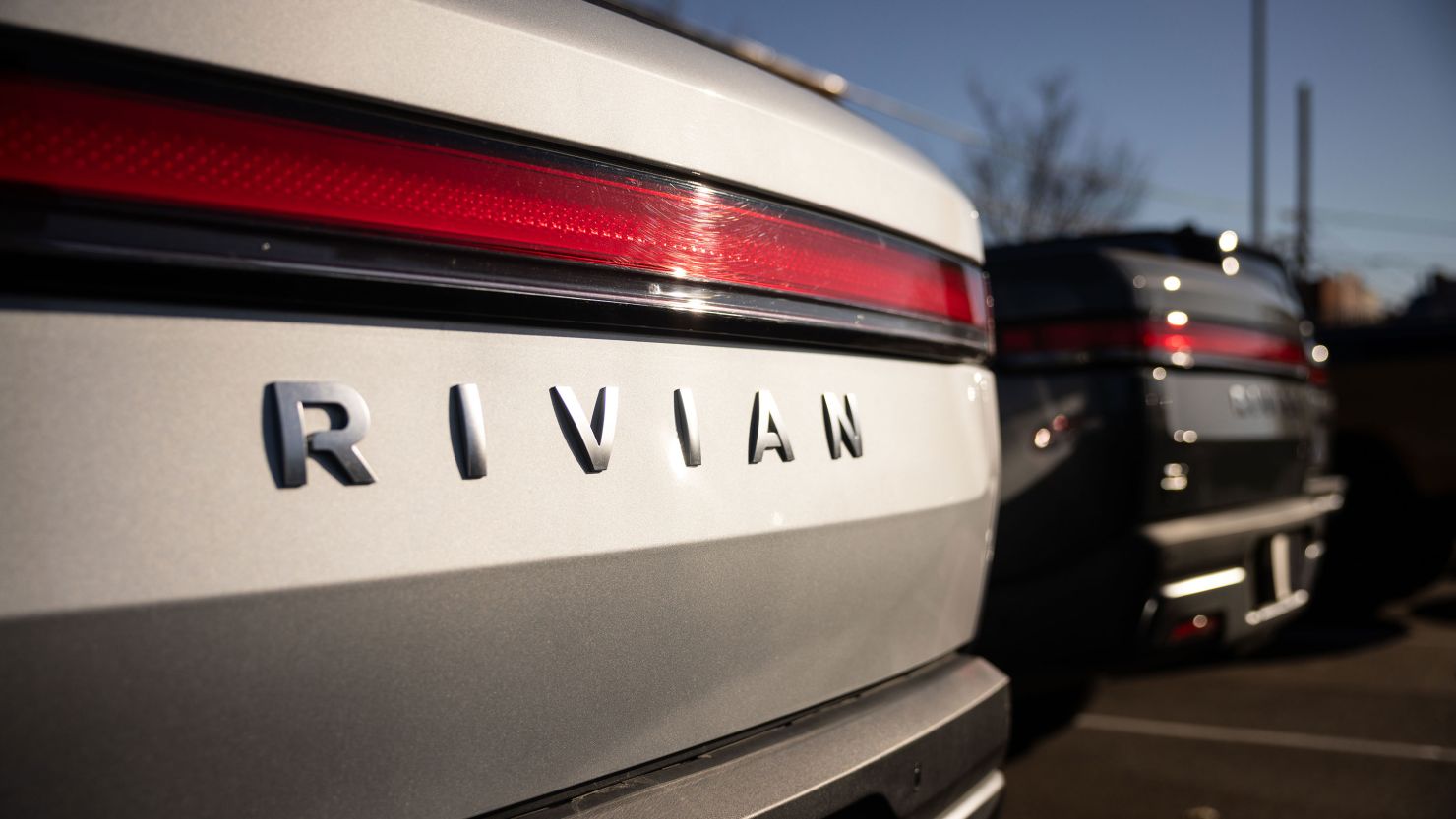 A Rivian R1T electric pickup truck at a Rivian service center in the Queens borough of New York City on January 2, 2024.