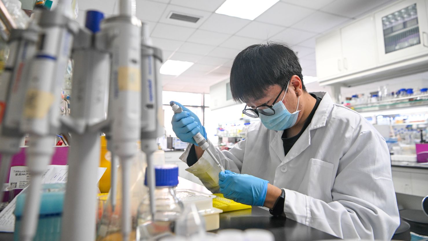 A researcher works at a Chinese Academy of Sciences laboratory in Tianjin.