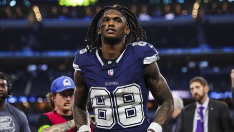 CeeDee Lamb walks off of the field after the Dallas Cowboys' game against the Detroit Lions on December 30, 2023.