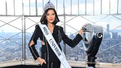 NEW YORK, NEW YORK - JANUARY 04: Miss Universe Sheynnis Palacios visits The Empire State Building on January 04, 2024 in New York City. (Photo by Roy Rochlin/Getty Images for Empire State Realty Trust)