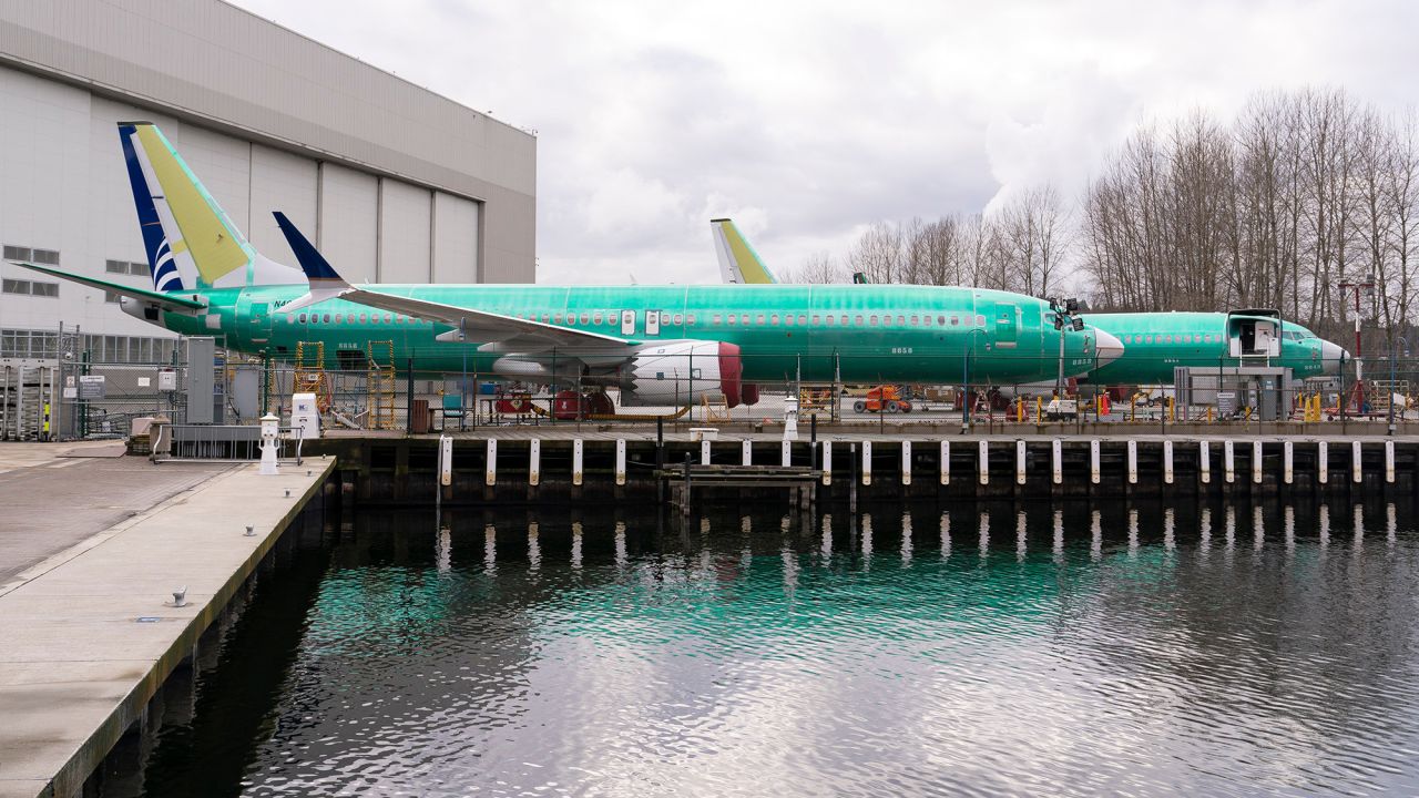 Boeing 737 Max 8 aircraft outside the company's manufacturing facility in Renton, Washington, US, on Sunday, Jan. 7, 2024.