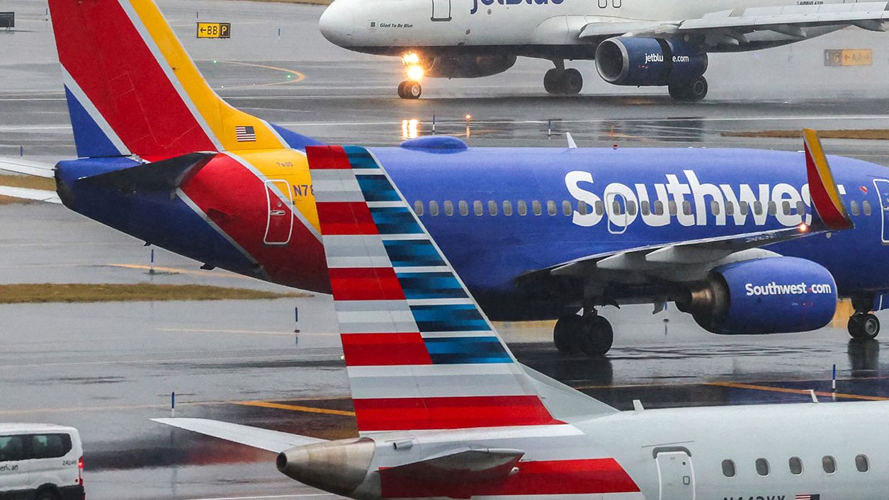 In this January 2024 file photo, a Southwest Airlines Boeing 737 jet is seen at La Guardia Airport in New York. On Wednesday, a Southwest jet had to make an emergency landing at Tampa International Airport because of severe turbulence.
