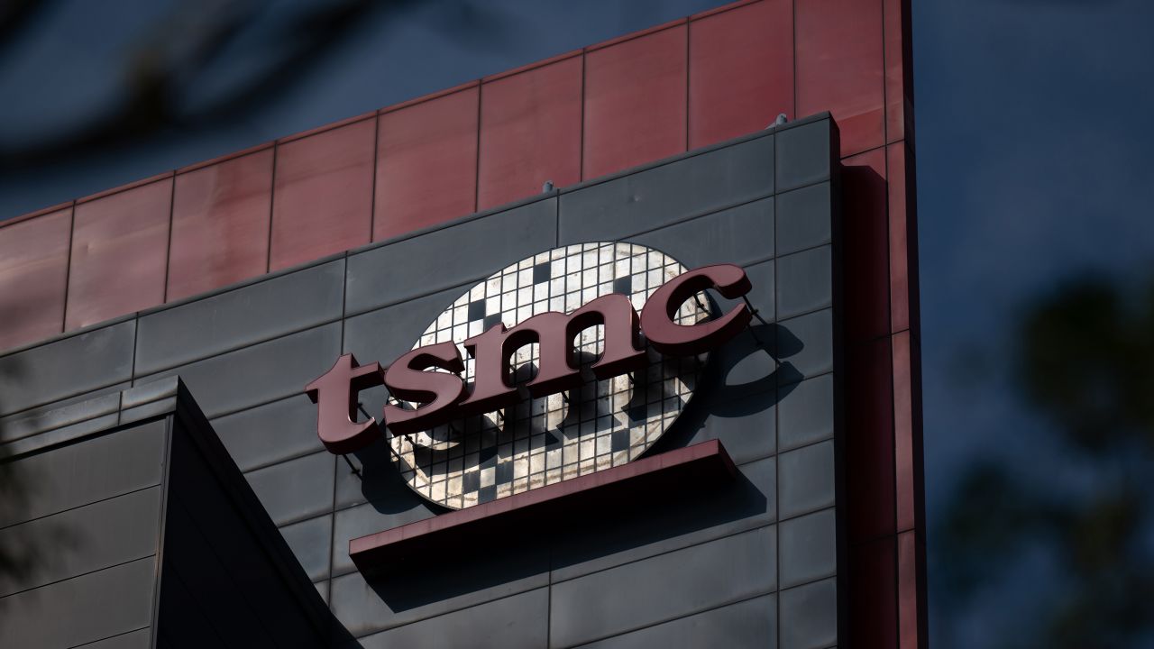 The Taiwan Semiconductor Manufacturing Co. logo atop a building at the Hsinchu Science Park in Hsinchu, Taiwan.
