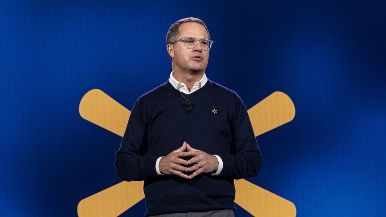 Doug McMillon, chief executive officer of Walmart Inc., during the 2024 CES event in Las Vegas, Nevada, US, on Tuesday, Jan. 9, 2024. The event typically doubles as a preview of how tech giants and startups will market their wares in the coming year and if early announcements are any indication, AI-branded products will become the new "smart" gadgets of 2024.
