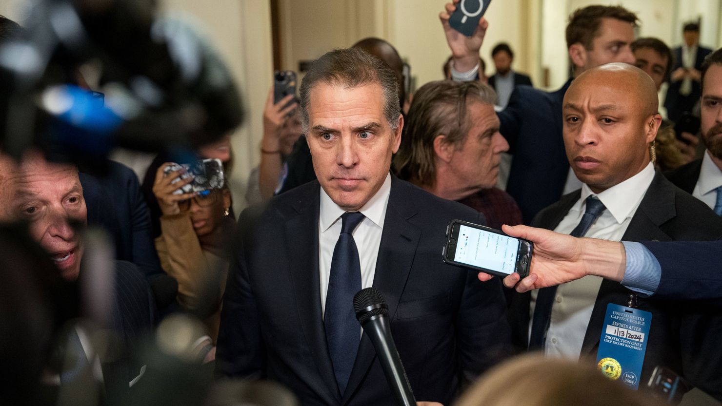 Hunter Biden departs a House Oversight Committee meeting at Capitol Hill on January 10 in Washington, DC.