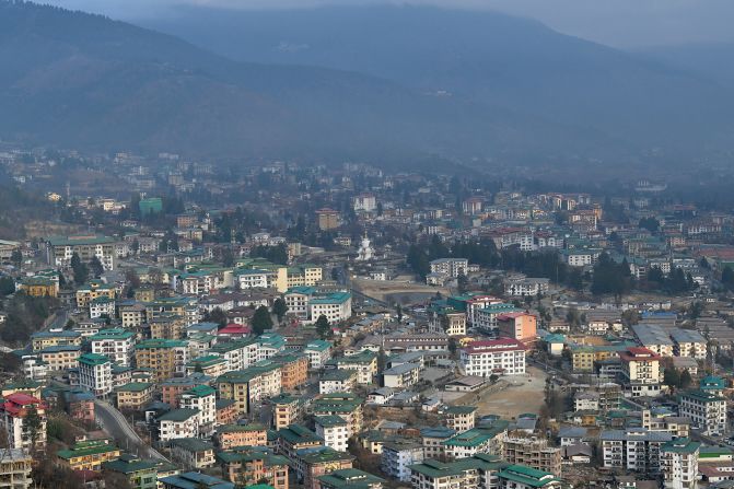 <strong>Demographics:</strong> About one in seven Bhutanese live in Thimpu, the capital city. Thimpu's current wave of development has affected the city's skyline, shown here.