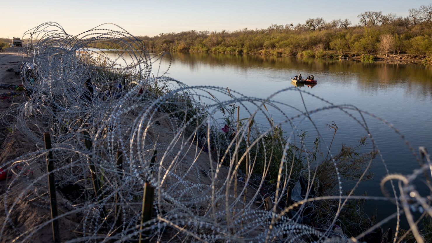 The Rio Grande at the US-Mexico border on January 9, 2024 in Eagle Pass, Texas.