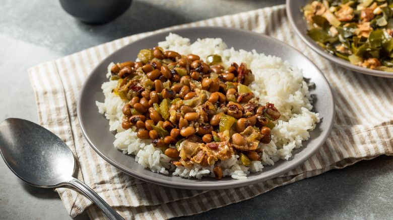 Savory Homemade Southern Hoppin John with White Rice