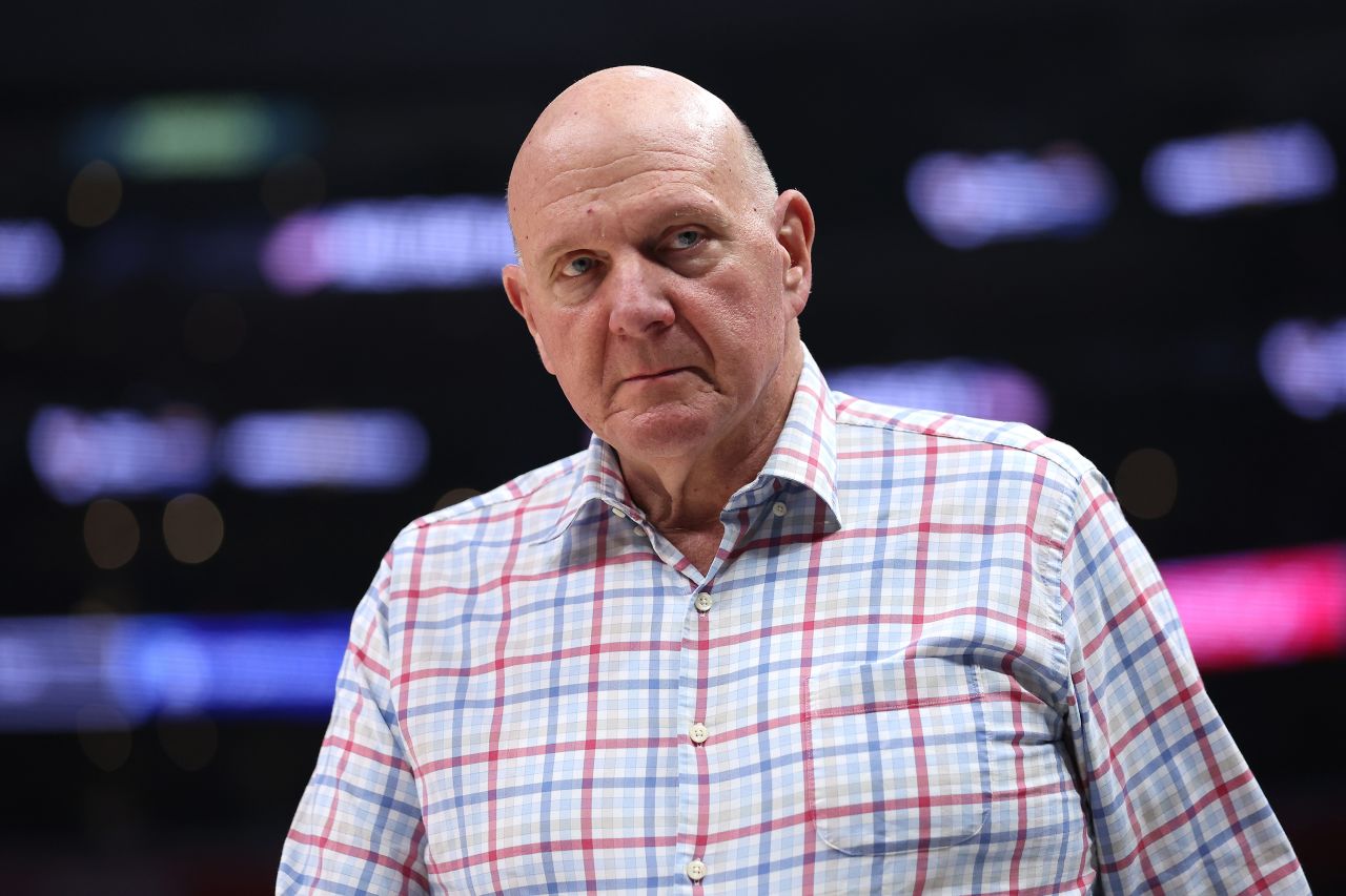 Steve Ballmer attends a game between the Los Angeles Clippers and Toronto Raptors on January 10 in Los Angeles.