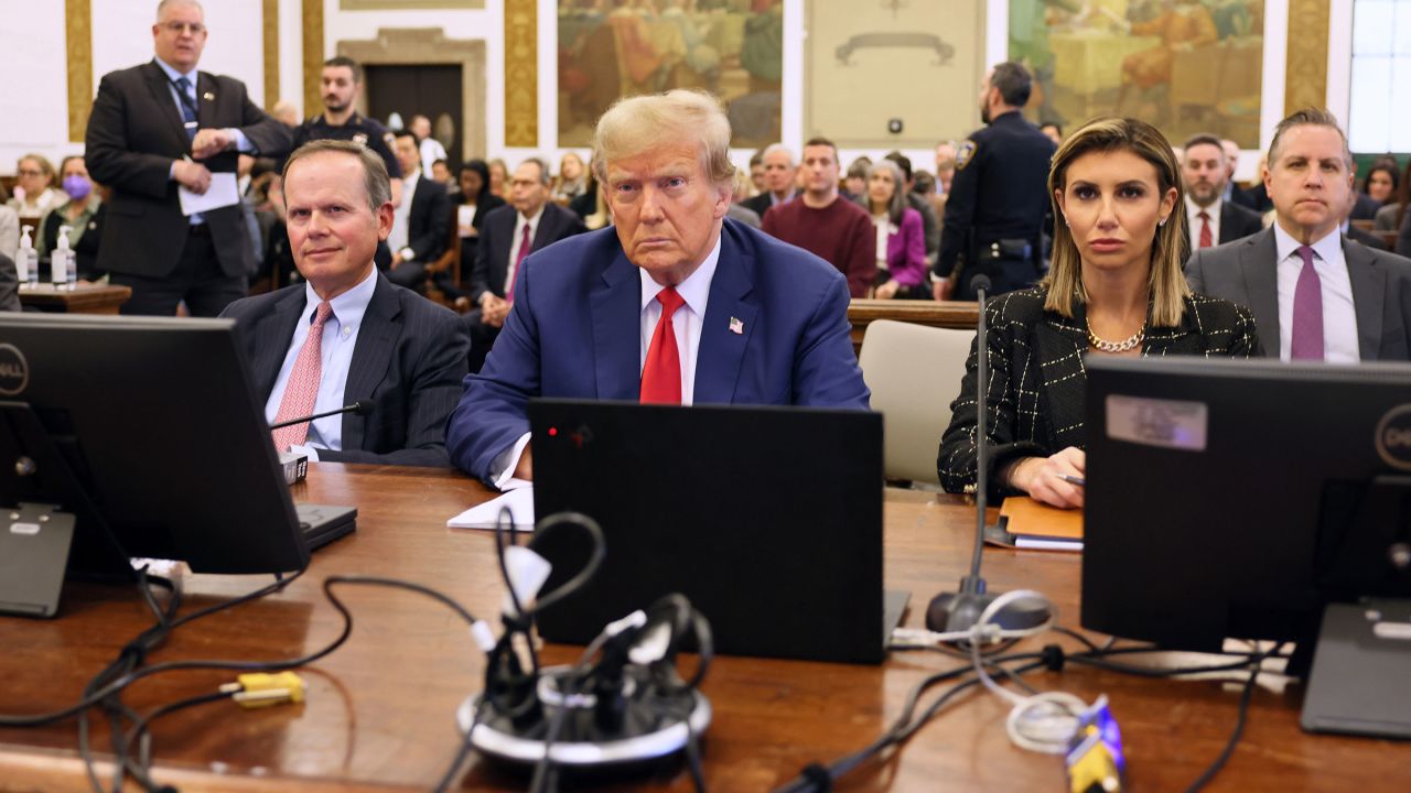 Former President Donald Trump sits in New York State Supreme Court during his civil fraud trial on January 11, 2024 in New York City.