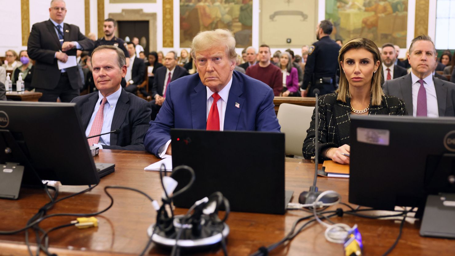 Former President Donald Trump sits in New York State Supreme Court during his civil fraud trial on January 11, 2024, in New York City.