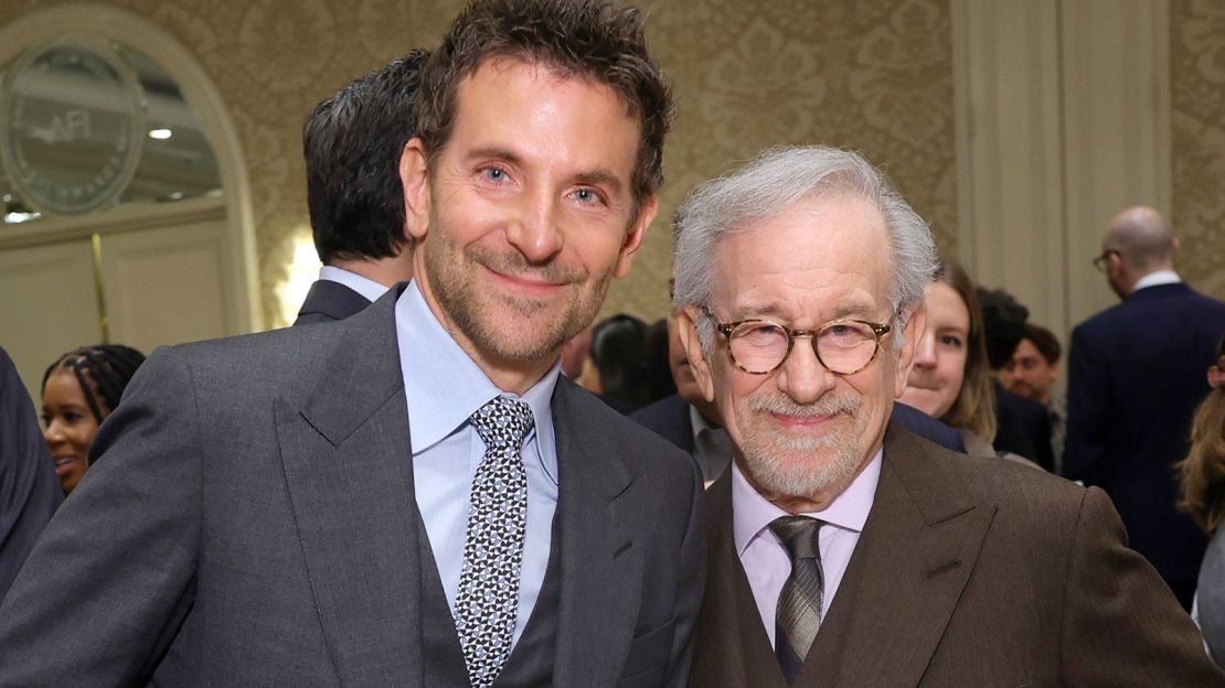(From left) Bradley Cooper and Steven Spielberg in Los Angeles in January.