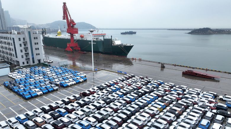 A large number of cars are ready to be shipped for export at the port of Lianyungang, Jiangsu province, China, January 17, 2024.