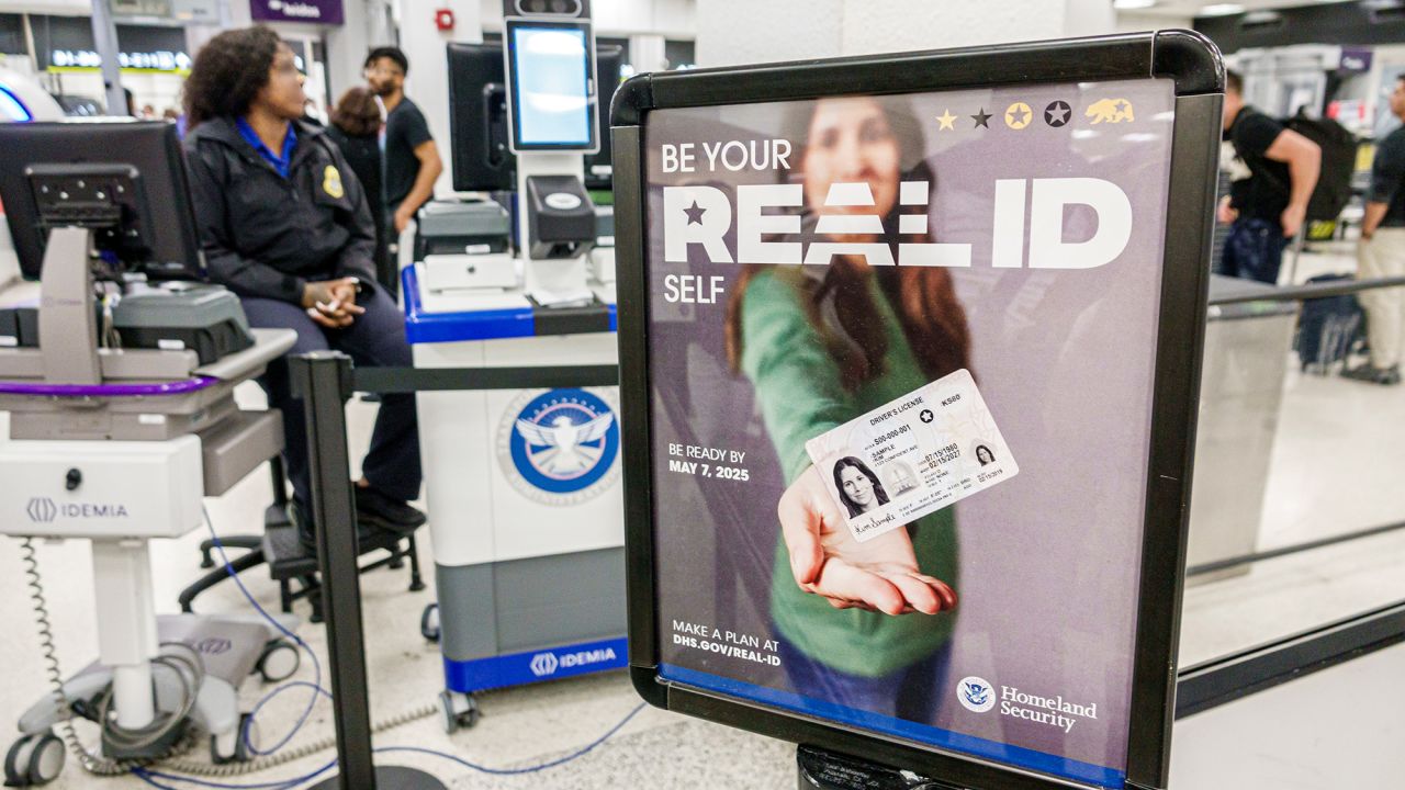 Miami, Florida, Miami International Airport, Homeland Security REAL ID message, November 16, 2023. (Photo by: Jeffrey Greenberg/UCG/Universal Images Group via Getty Images)