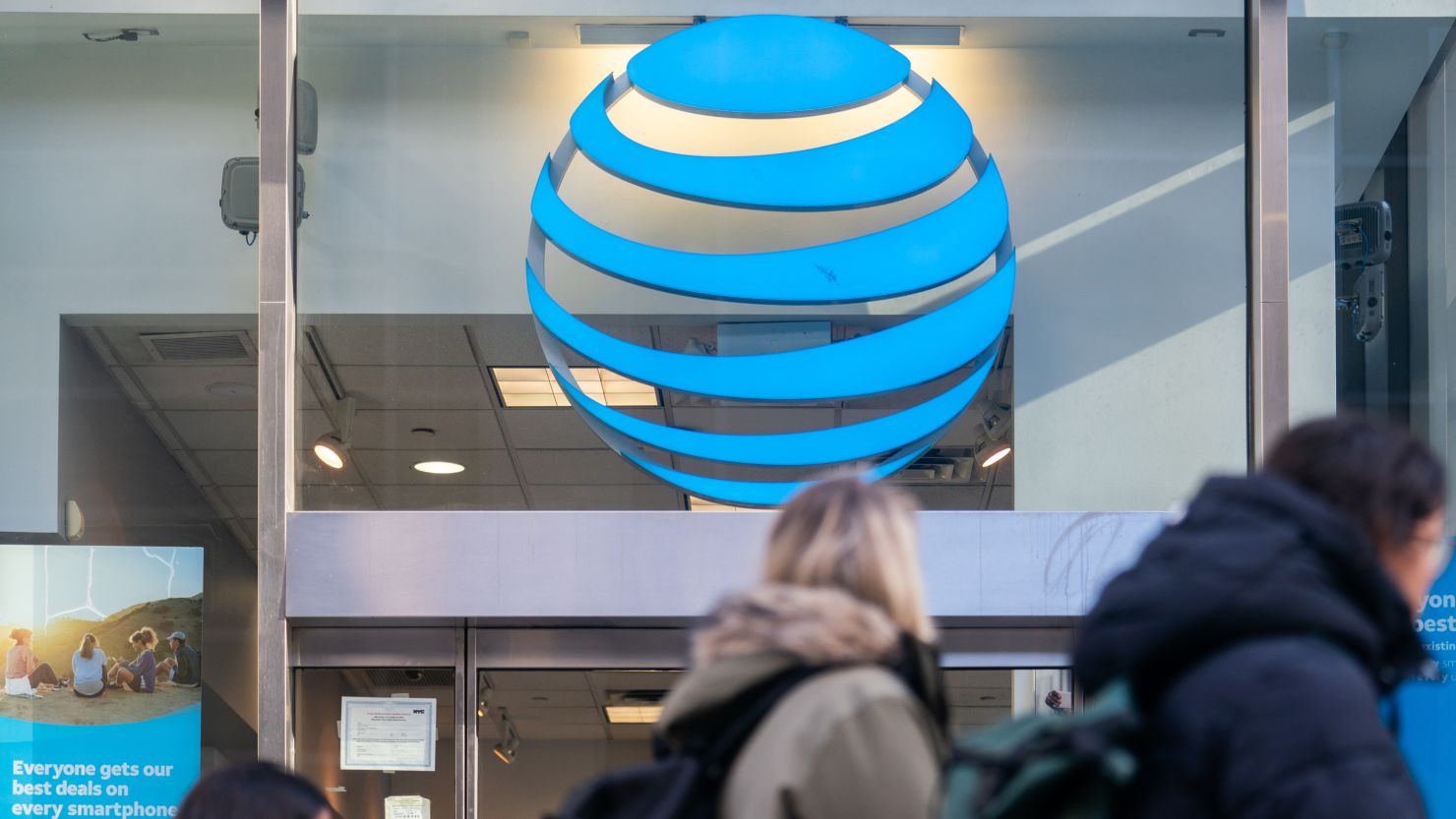 An AT&T store in New York, US, on Tuesday, Jan. 2, 2024. AT&T Inc. is scheduled to release earnings figures on January 24.
