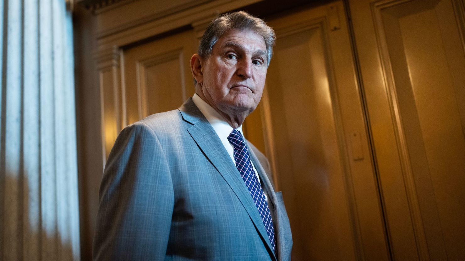 Sen. Joe Manchin of West Virginia is seen in the US Capitol during Senate votes on January 23, 2024.