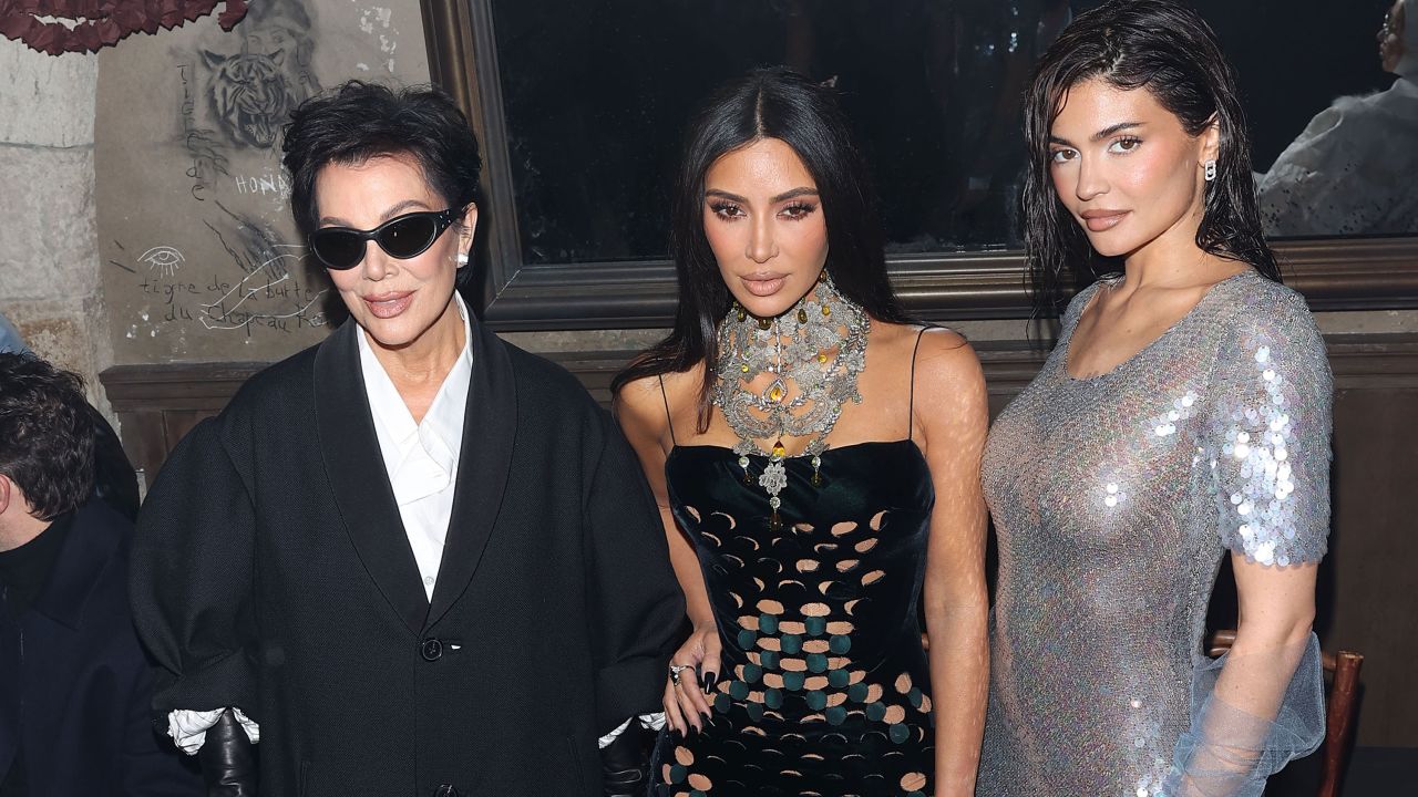 Kris Jenner, Kim Kardashian and Kylie Jenner are seen arriving at the Maison Margiela Fashion show on January 25 in Paris, France.