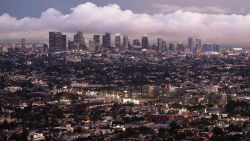 The downtown skyline of Los Angeles, California is seen on January 22, 2024.