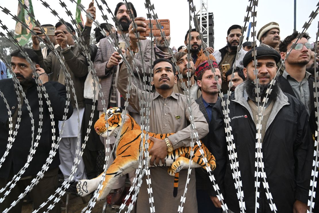 Supporters attend a PMLN election campaign rally in Rawalpindi on January 27, 2024.