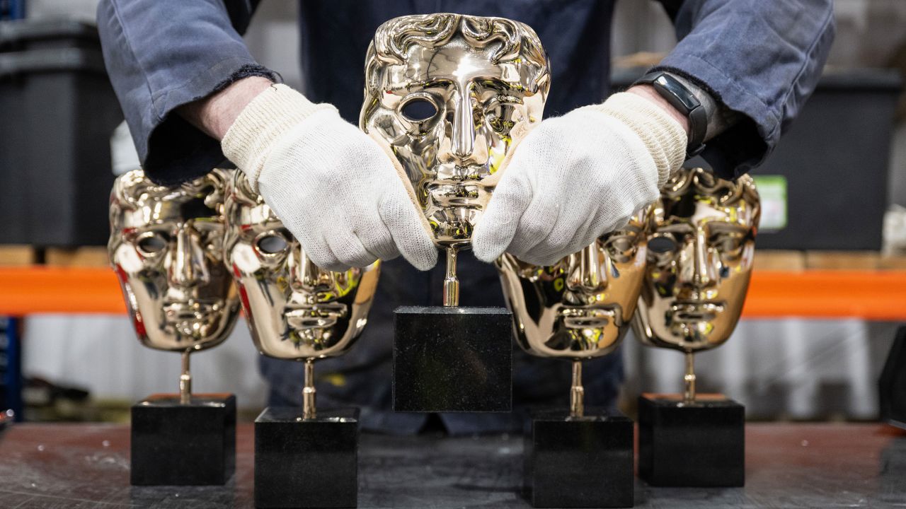 2024 BAFTA statuettes.
