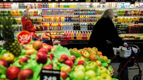 People shop in a supermarket in the Manhattan borough of New York city on January 27, 2024. (Photo by Charly TRIBALLEAU / AFP) (Photo by CHARLY TRIBALLEAU/AFP via Getty Images)