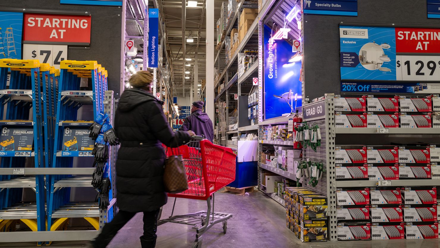 People shop at a home improvement store in Brooklyn on January 25, 2024, in New York City.
