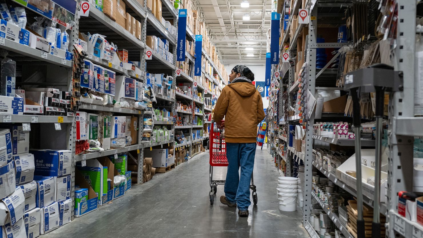 People shop at a home improvement store in Brooklyn on January 25, 2024 in New York City.