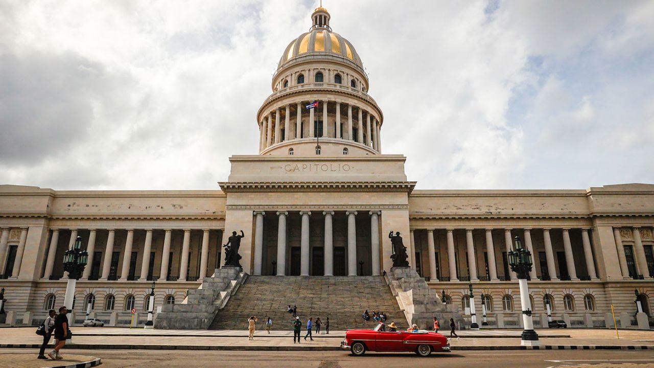 HAVANA, CUBA - JANUARY 22: The National Capitol of Cuba, also known as the Capitolio de La Habana, an iconic building located in the center of Havana is seen in Cuba on January 22, 2024. It was built between 1926 and 1929 and served as the seat of the Cuban government until the Cuban Revolution in 1959 in Havana, the capital of Cuba on January 22, 2024. Designed by architect Eugenio Rayneri Piedra, the Capitolio is inspired by the United States Capitol in Washington, D.C. with an imposing dome that is one of the city's landmarks, the building is known for its neoclassical architecture and rich history. The Hall of Lost Steps and the statue of The Republic are notable features within the Capitolio. After years of restoration, the Capitolio reopened to the public in 2018 and has become a prominent tourist attraction in Havana. Its impressive architecture and historical significance make it a point of interest for visitors from around the world. (Photo by Juancho Torres/Anadolu via Getty Images)