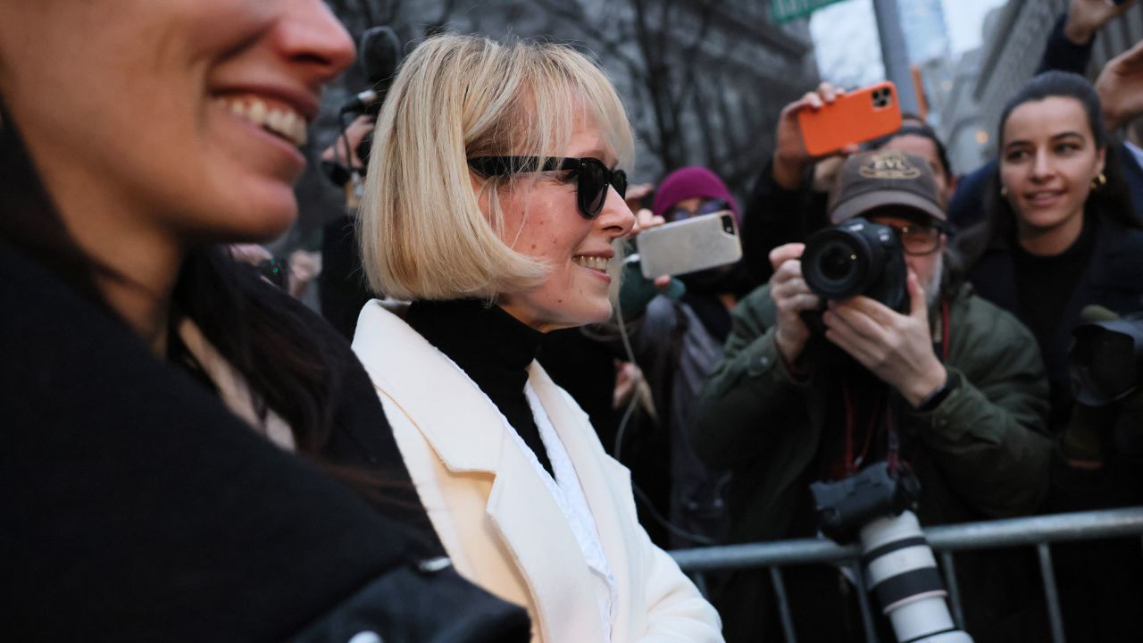 E. Jean Carroll leaves Manhattan Federal Court in New York, following the conclusion of her civil defamation trial against Donald Trump on January 26, 2024.